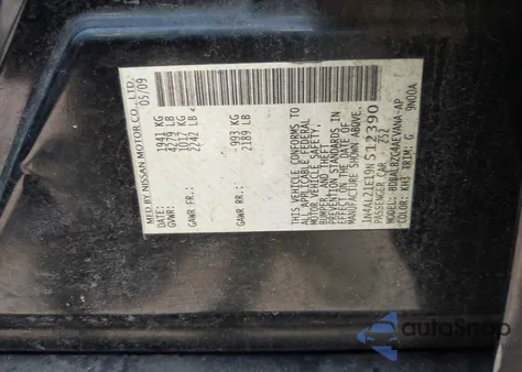 2009 Nissan Altima 2.5 S z USA, uszkodzony, nr VIN 1N4AL21E19N512390